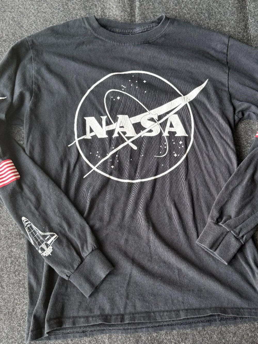 NASA Long Sleeve Tee Neon Riot Small Black Graphic Shirt